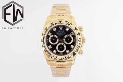 EW Factory ROLEX Daytona 40*12.4MM Cerachrom 904L Steel Gold Bezel Black  Watch